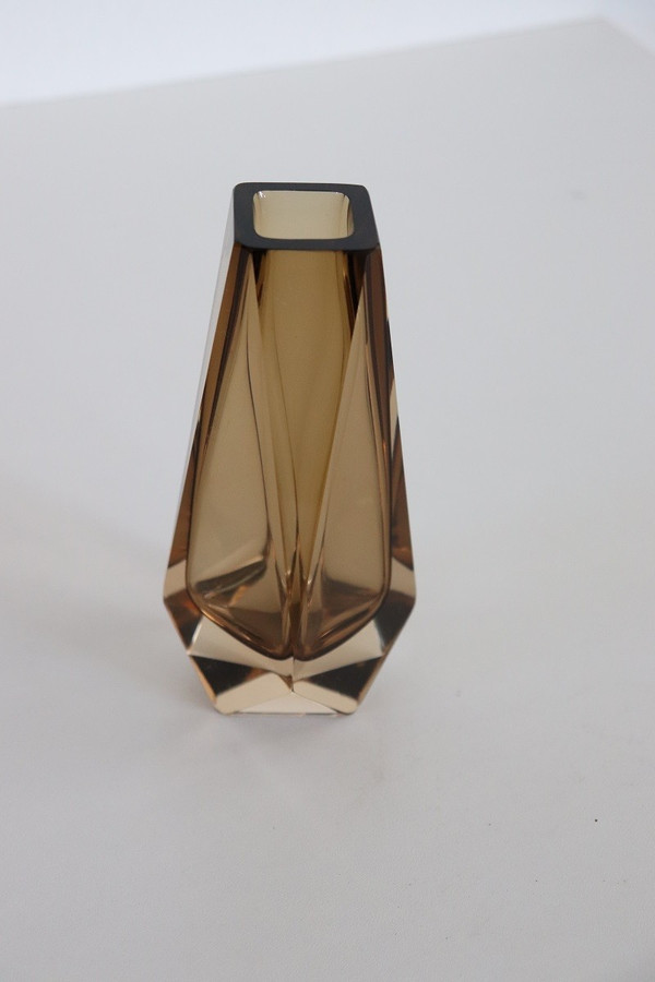 Murano Art Glass Smoked Amber Vase by Alessandro Mandruzzato, 1960s
