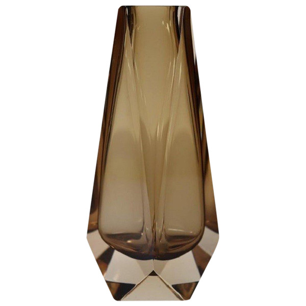 Murano Art Glass Smoked Amber Vase by Alessandro Mandruzzato, 1960s