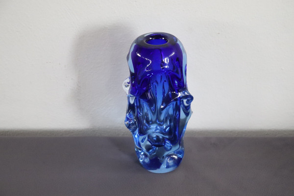 Art Glass Blue Vase in Blown Glass attributed to Börne Augustsson, 1940s