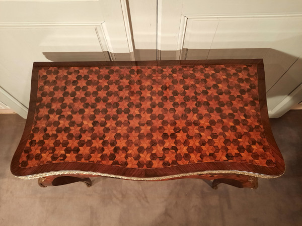 Table à jeu en marqueterie d’époque Napoléon III.