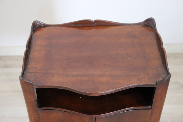 Antique Italian Nightstand in Solid Walnut Wood 