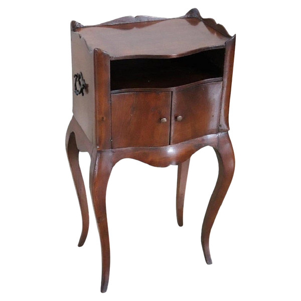 Antique Italian Nightstand in Solid Walnut Wood 