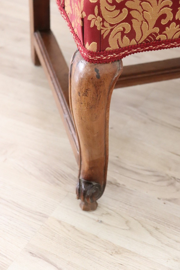 Fauteuil ancien italien Louis XIV du début du 18ème siècle 