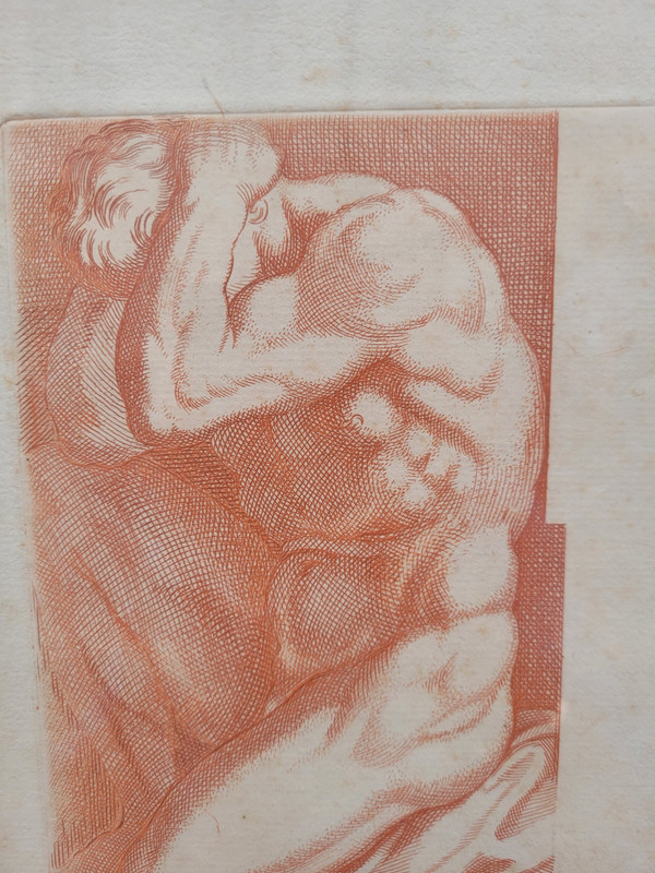 Coppia di incisioni nello stile della sanguigna (gesso rosso) 