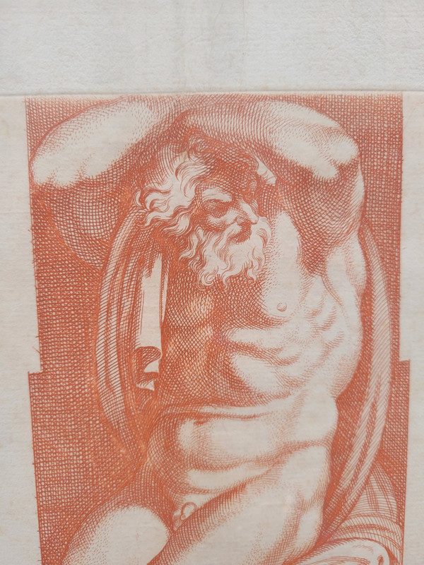 Coppia di incisioni nello stile della sanguigna (gesso rosso) 