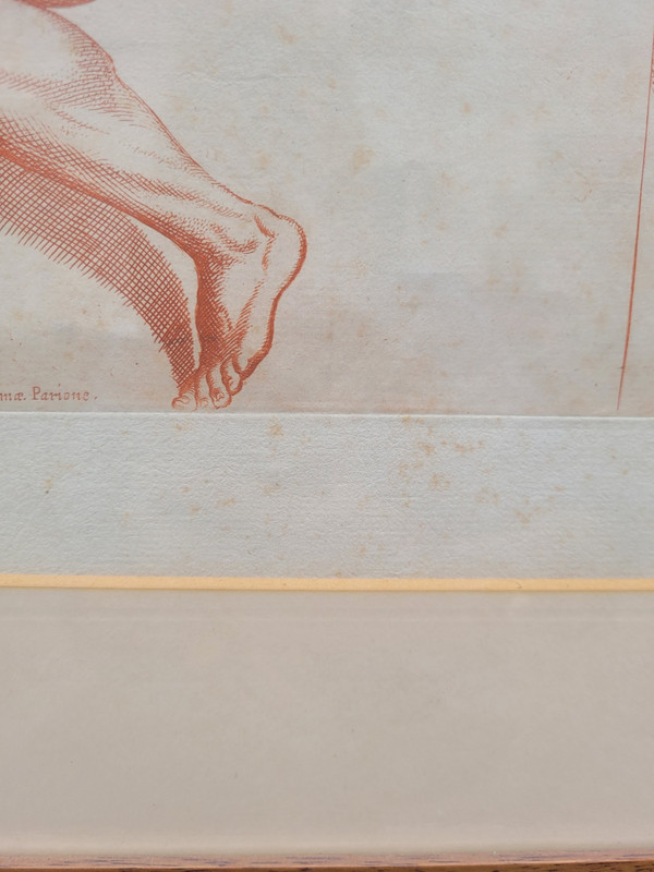Coppia di incisioni nello stile della sanguigna (gesso rosso) 