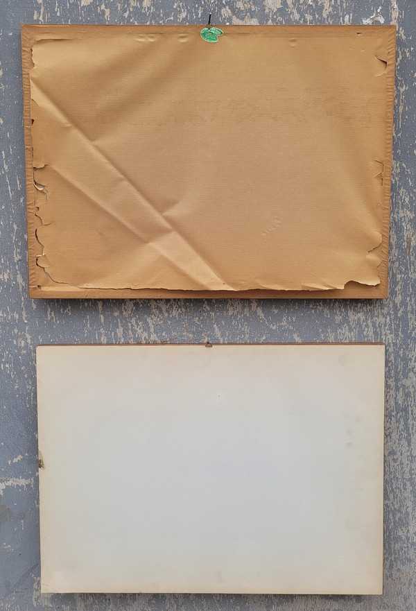 Coppia di incisioni nello stile della sanguigna (gesso rosso) 