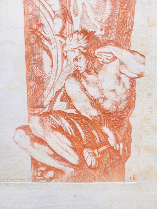 Paire de gravures à la manière des sanguines 