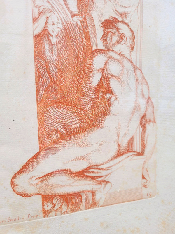 Paire de gravures à la manière des sanguines 