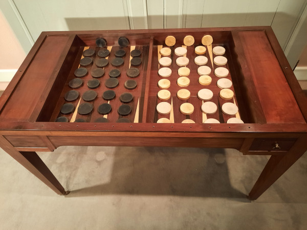 Mahogany tric-trac games table from the Restoration period.