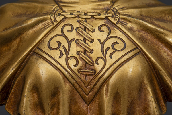 Busto in alabastro e bronzo dorato "GIOVANNA D'ARCO" (inizio del XX secolo) di G. VAN VAERENBERGH: