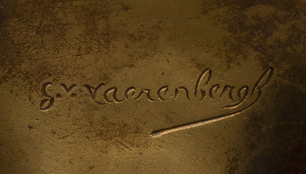 Busto in alabastro e bronzo dorato "GIOVANNA D'ARCO" (inizio del XX secolo) di G. VAN VAERENBERGH: