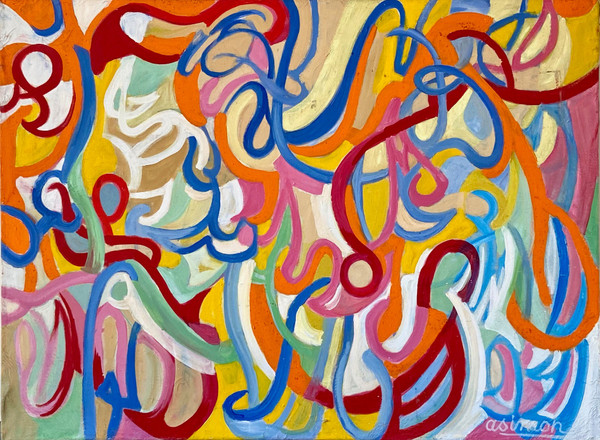 Andrée Simon (1896-1981), Composition Abstraite, Huile Sur Toile Datant De 1976.