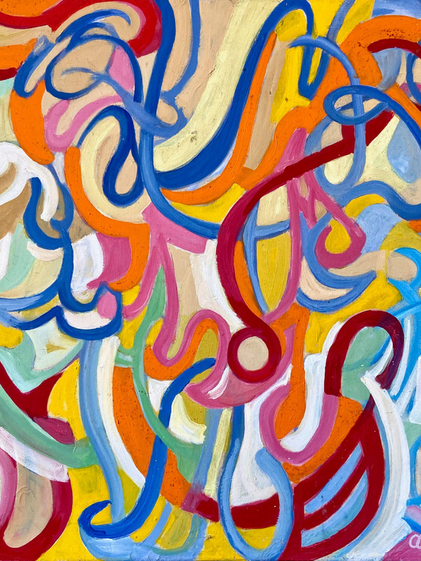 Andrée Simon (1896-1981), Composition Abstraite, Huile Sur Toile Datant De 1976.