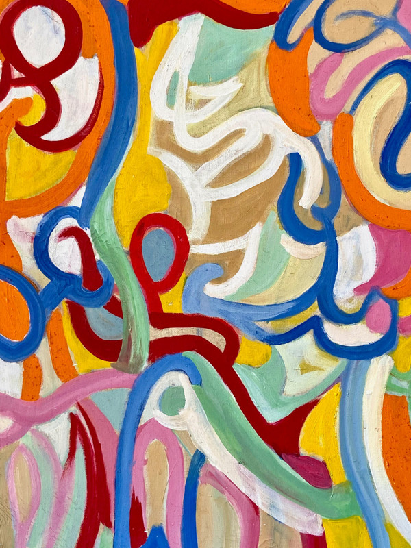Andrée Simon (1896-1981), Composition Abstraite, Huile Sur Toile Datant De 1976.