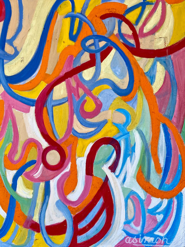 Andrée Simon (1896-1981), Composition Abstraite, Huile Sur Toile Datant De 1976.