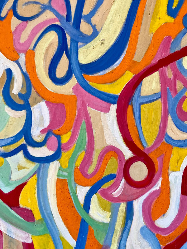 Andrée Simon (1896-1981), Composition Abstraite, Huile Sur Toile Datant De 1976.
