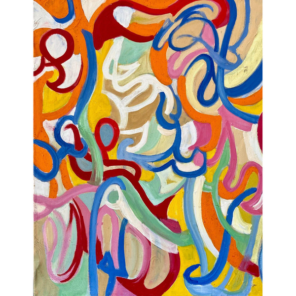 Andrée Simon (1896-1981), Composition Abstraite, Huile Sur Toile Datant De 1976.