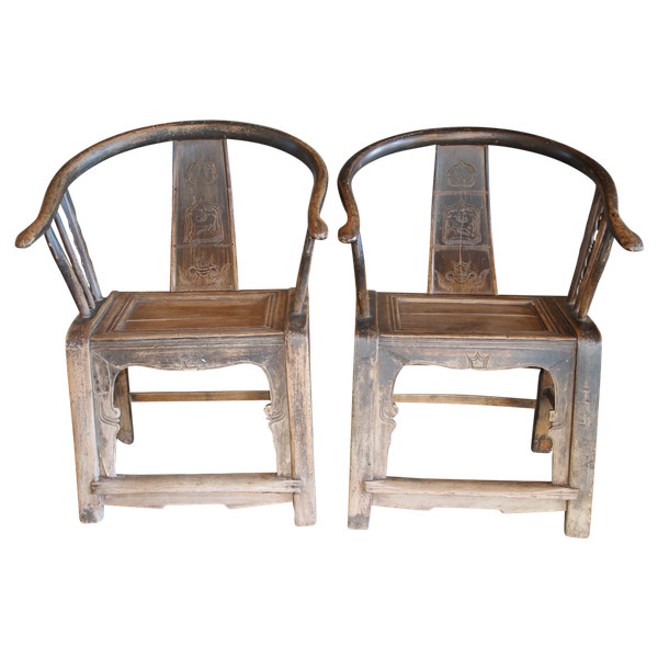 A Pair of Old Chinese Armchairs from the 18th Century 