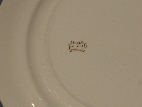10 Lunéville earthenware plates with brown ivy decor, Art Nouveau period
