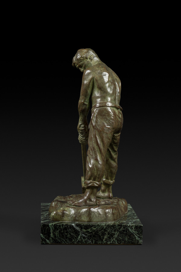 Kleine Art Déco-Bronzestatue "Le Marteleur" von Victor Demanet (1895-1964):