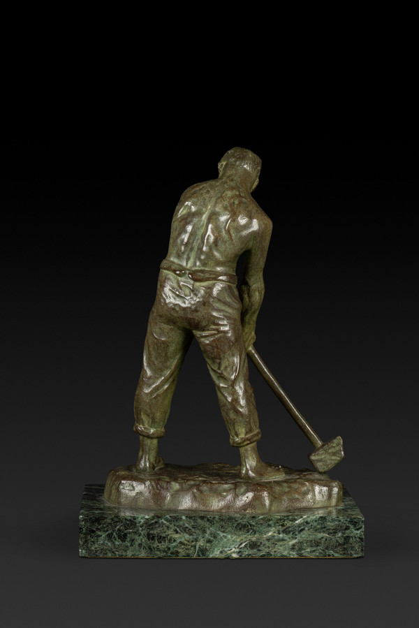 Kleine Art Déco-Bronzestatue "Le Marteleur" von Victor Demanet (1895-1964):