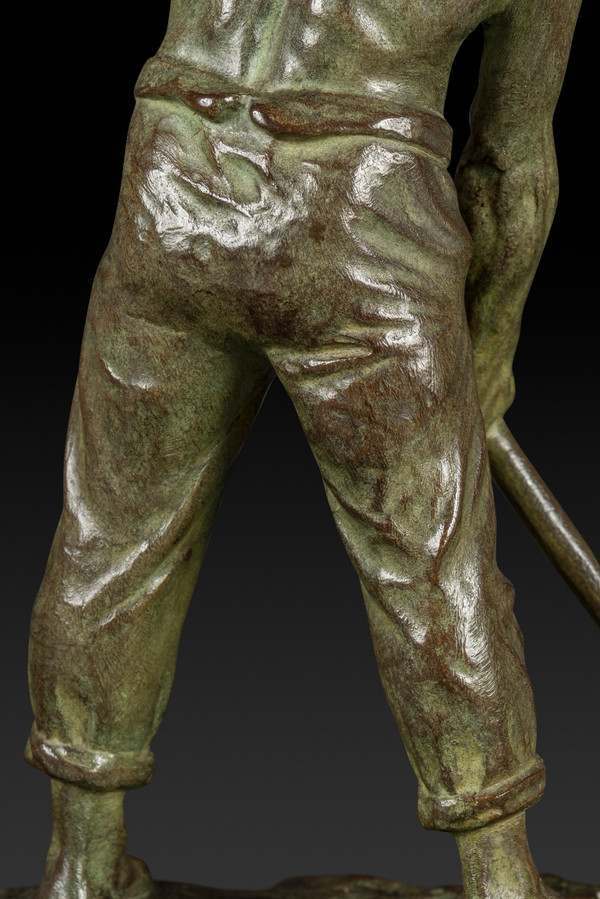 Kleine Art Déco-Bronzestatue "Le Marteleur" von Victor Demanet (1895-1964):