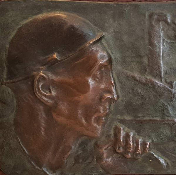 Bronze bas-relief "THE MINER" (1904) by CONSTANTIN MEUNIER (1831-1905):