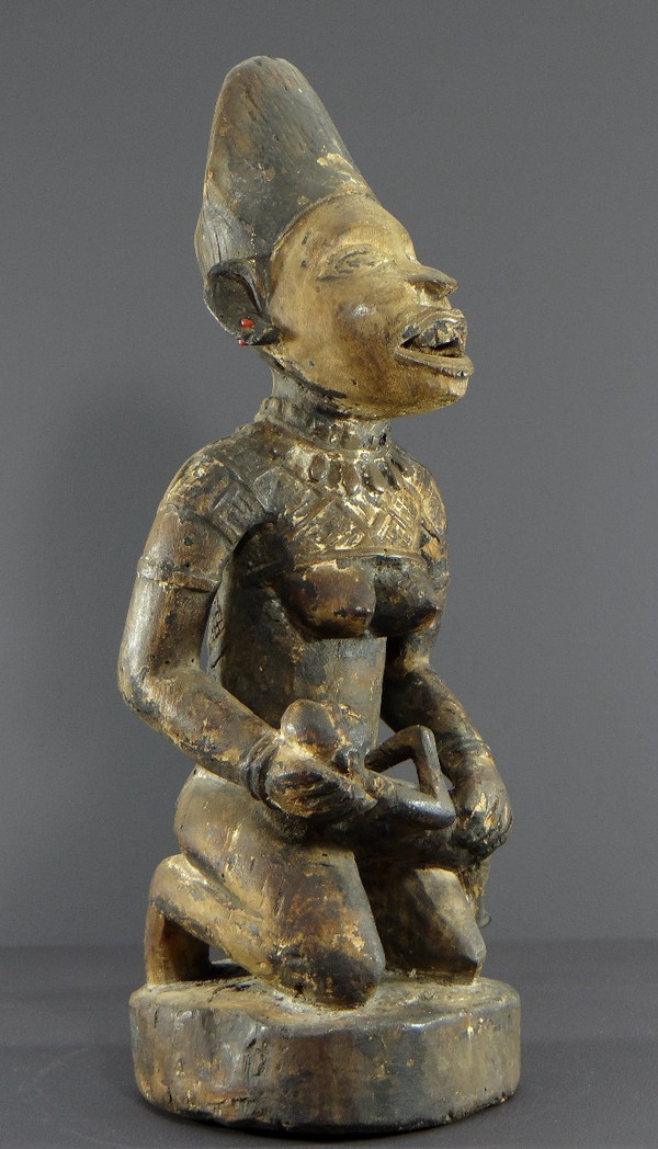 République Démocratique Du Congo, Peuple Yombe, Sculpture En Bois Sculpté, XXème Siècle.