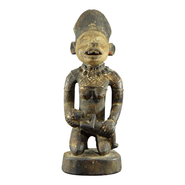 République Démocratique Du Congo, Peuple Yombe, Sculpture En Bois Sculpté, XXème Siècle.