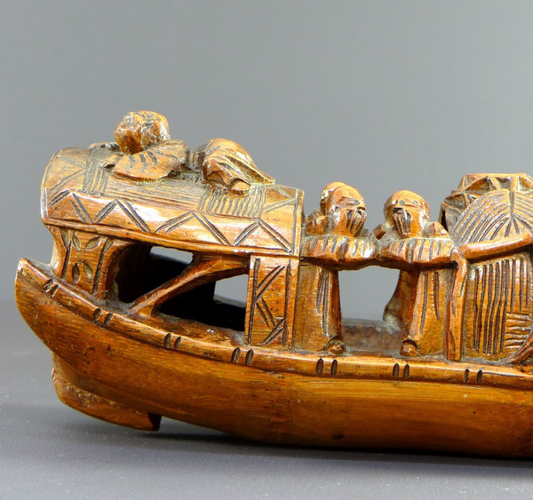 China, 1930s, Sculpture Made From a Large Piece of Bamboo Representing a Junk.