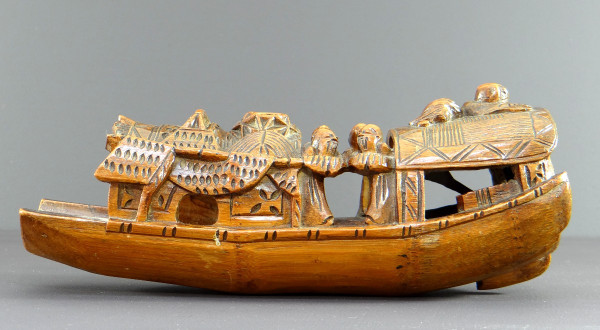 China, 1930s, Sculpture Made From a Large Piece of Bamboo Representing a Junk.