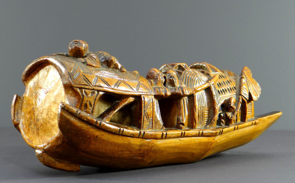 China, 1930s, Sculpture Made From a Large Piece of Bamboo Representing a Junk.