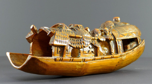 China, 1930s, Sculpture Made From a Large Piece of Bamboo Representing a Junk.