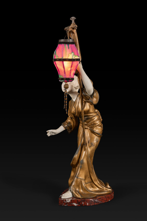 "THE GEISHA WITH THE LANTERN" by ADOLPHE ARMAND TRUFFIER, (Active Between 1890 and 1930): 