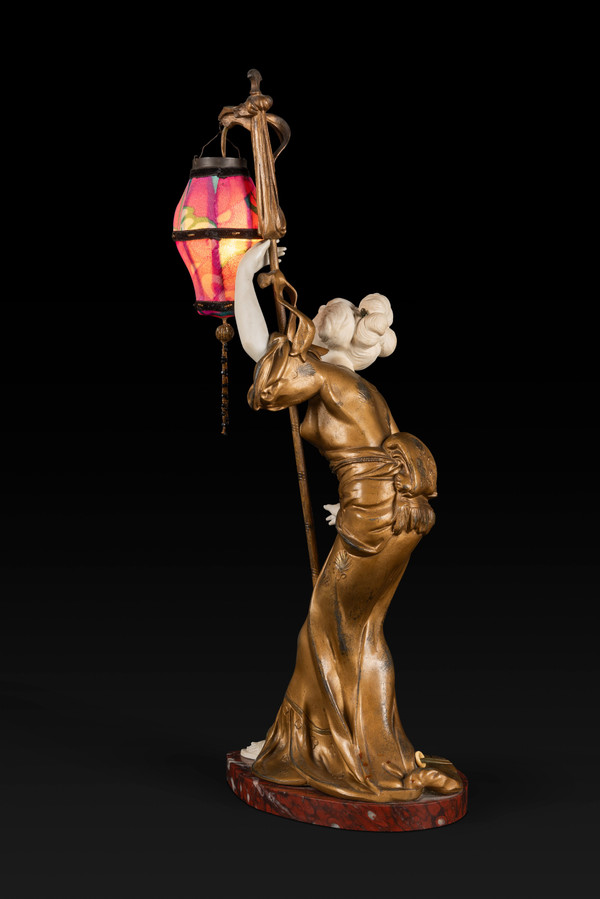 "THE GEISHA WITH THE LANTERN" by ADOLPHE ARMAND TRUFFIER, (Active Between 1890 and 1930): 