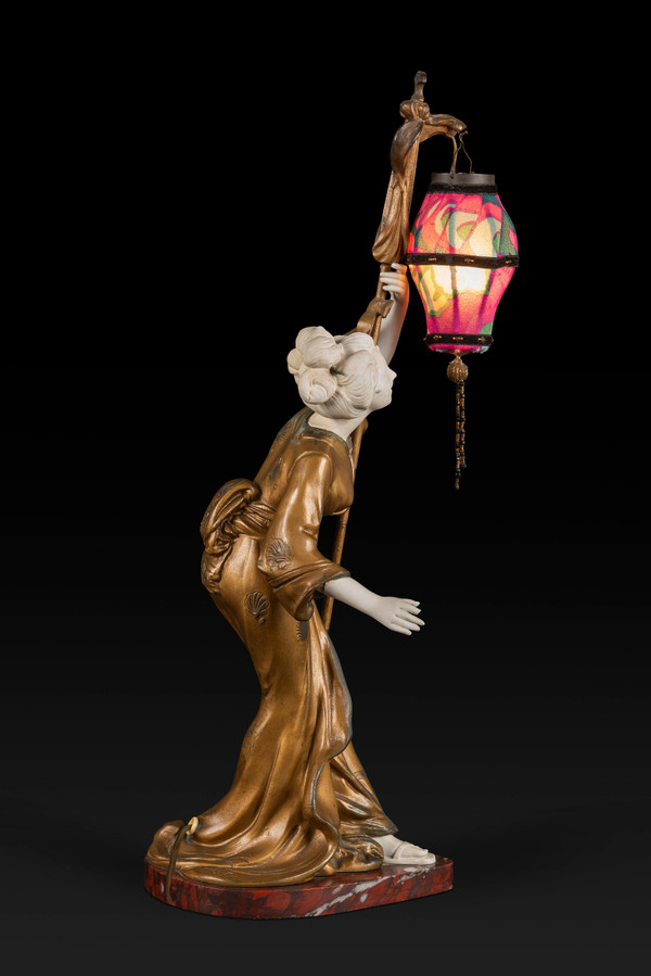 "THE GEISHA WITH THE LANTERN" by ADOLPHE ARMAND TRUFFIER, (Active Between 1890 and 1930): 
