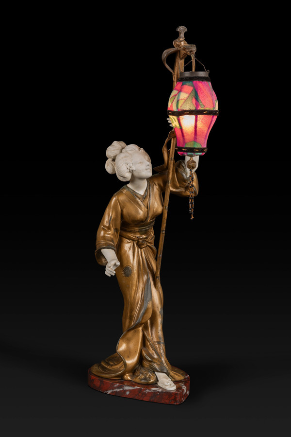"THE GEISHA WITH THE LANTERN" by ADOLPHE ARMAND TRUFFIER, (Active Between 1890 and 1930): 