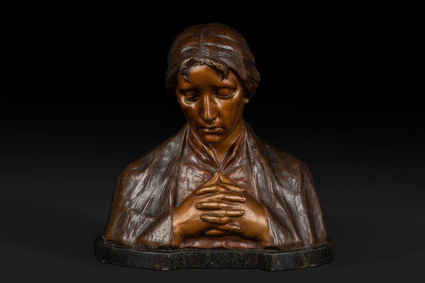 "Mater Dolorosa" Busto in bronzo di Adolf Josef Pohl (1872-1930):