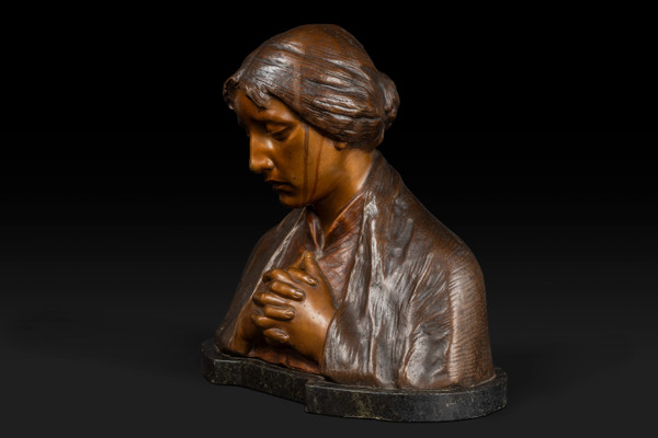 "Mater Dolorosa" Busto in bronzo di Adolf Josef Pohl (1872-1930):