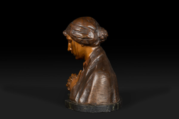 "Mater Dolorosa" Busto in bronzo di Adolf Josef Pohl (1872-1930):