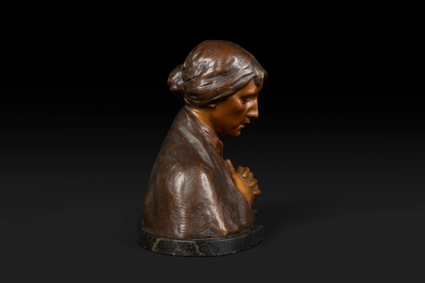 "Mater Dolorosa" Busto in bronzo di Adolf Josef Pohl (1872-1930):