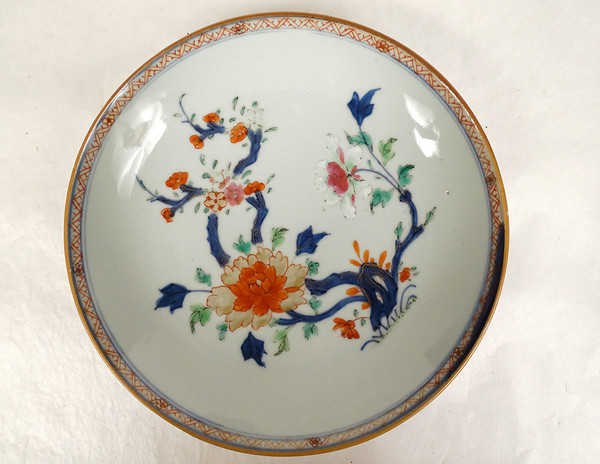 Coppia Piatti Cavi in Porcellana Cina Imari Fiori Peonie Qianlong XVIII Secolo