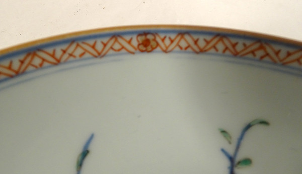 Coppia Piatti Cavi in Porcellana Cina Imari Fiori Peonie Qianlong XVIII Secolo