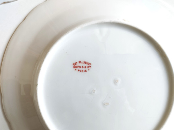 Assiettes En Porcailaine Peinte De Paris Pillivuyt XIXème