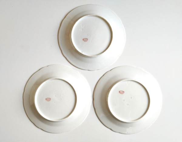 Assiettes En Porcailaine Peinte De Paris Pillivuyt XIXème