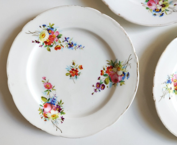 Assiettes En Porcailaine Peinte De Paris Pillivuyt XIXème