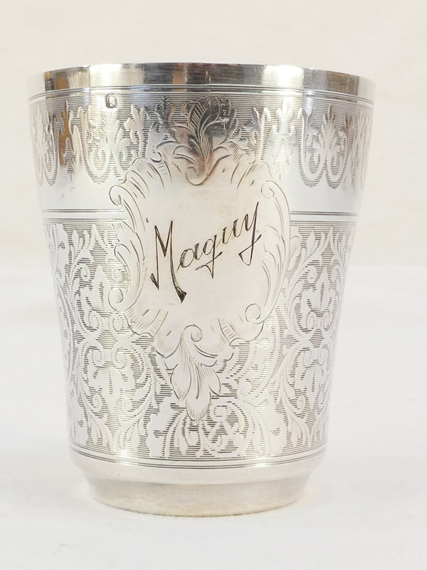 Timpani in solid silver engraved with the first name MAGUY 