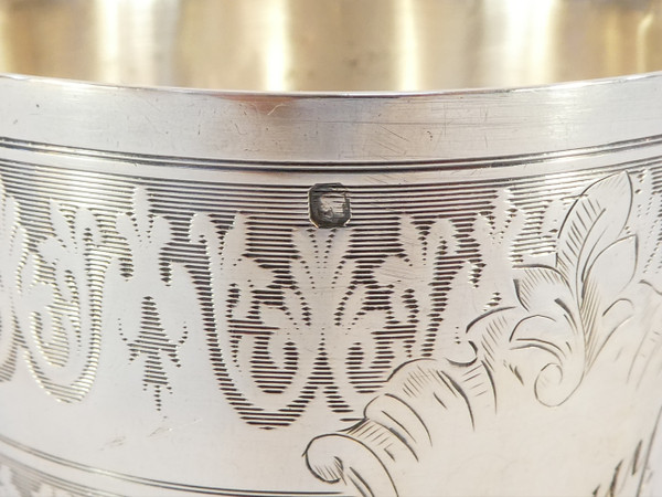 Timpani in solid silver engraved with the first name MAGUY 