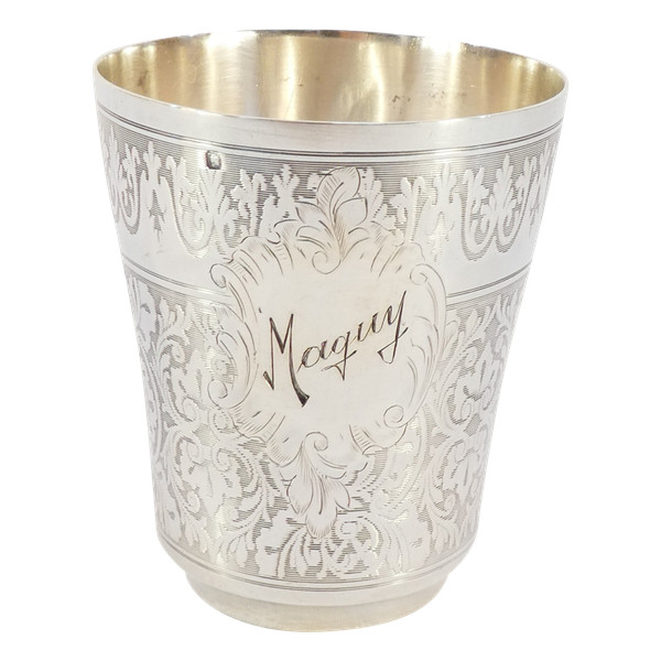Timpani in solid silver engraved with the first name MAGUY 
